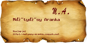 Mátyásy Aranka névjegykártya